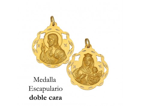 MEDALLA ESCAPULARIO DE ORO 18 KILATES 20 MM