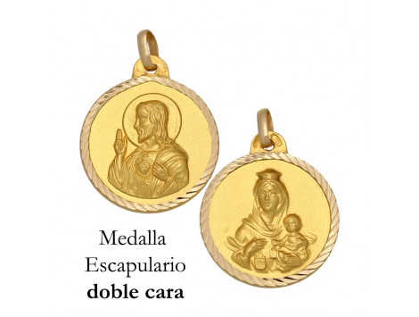MEDALLA ESCAPULARIO DE ORO 18 KILATES 20 MM