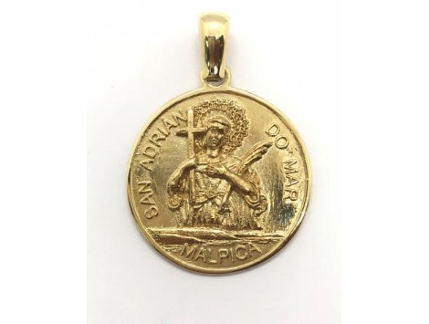 MEDALLA SAN ADRIAN DO MAR DE MALPICA REDONDA EN ORO