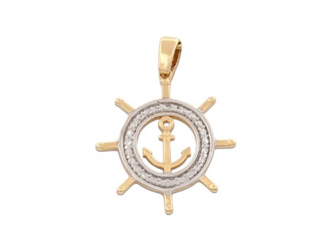COLGANTE MARINERO TIMÓN-ANCLA EN ORO
