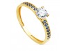 SORTIJA EN ORO AMARILLO CON CIRCONITAS AZULES