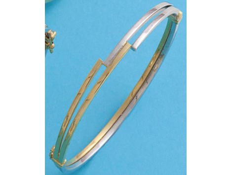 PULSERA RIGIDA EN ORO AMARILLO Y BLANCO