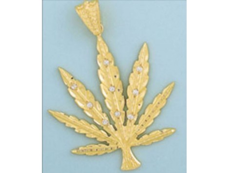 COLGANTE HOJA DE MARIHUANA EN ORO